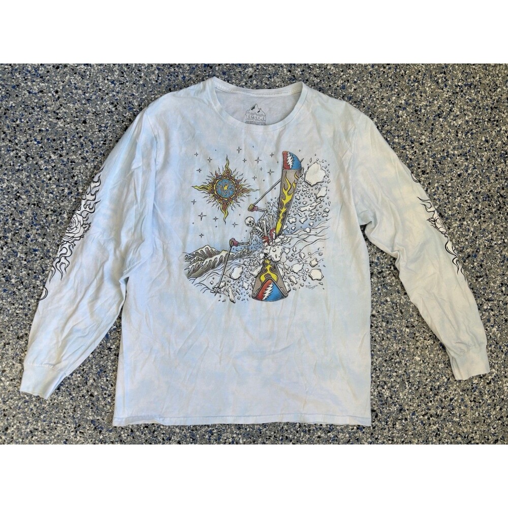 Tie-dye Long Sleeve T-shirt Featuring Grateful Dead-inspired Artwork Size Large